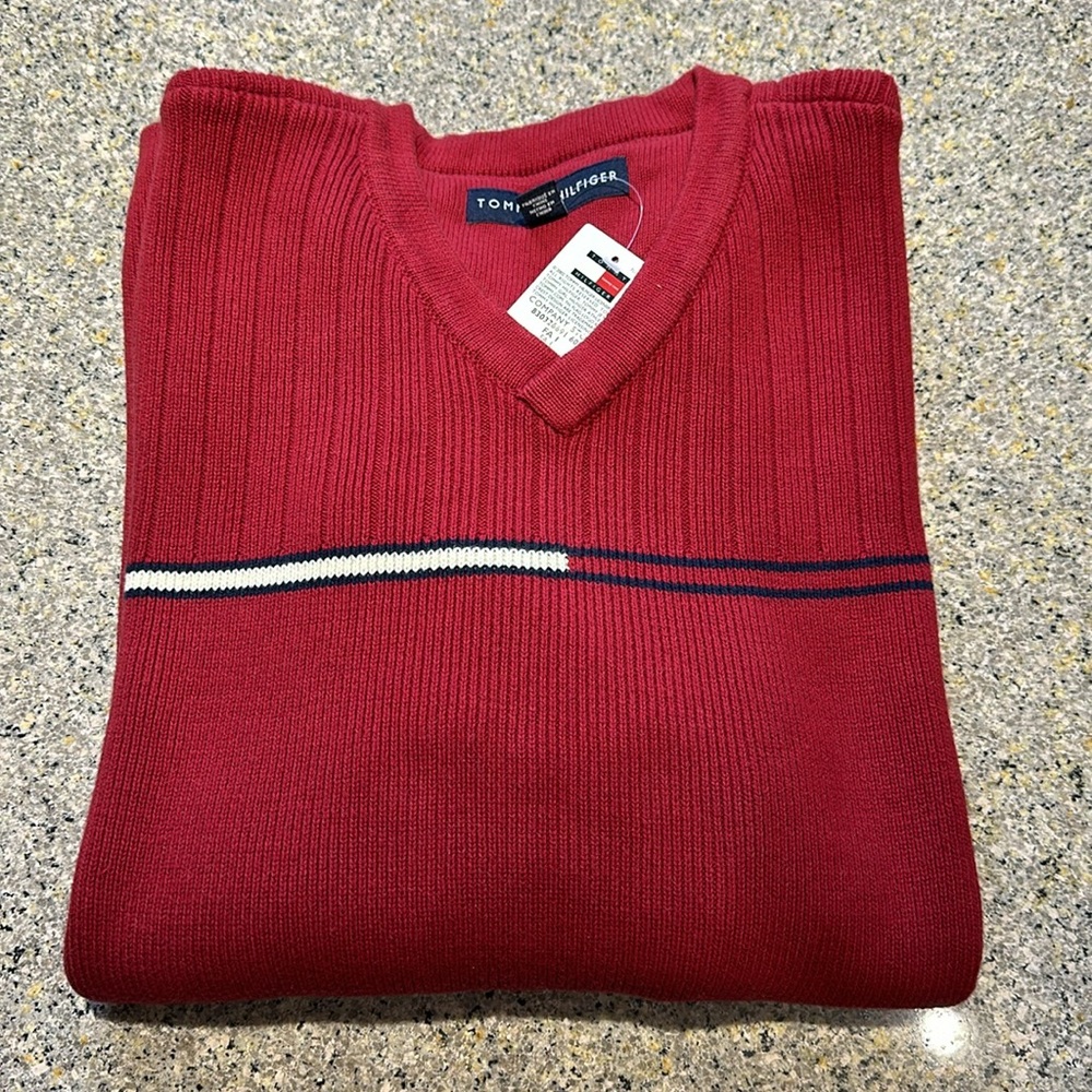 New Tommy Hilfiger Retro Men Sweater - Red - Size XLarge